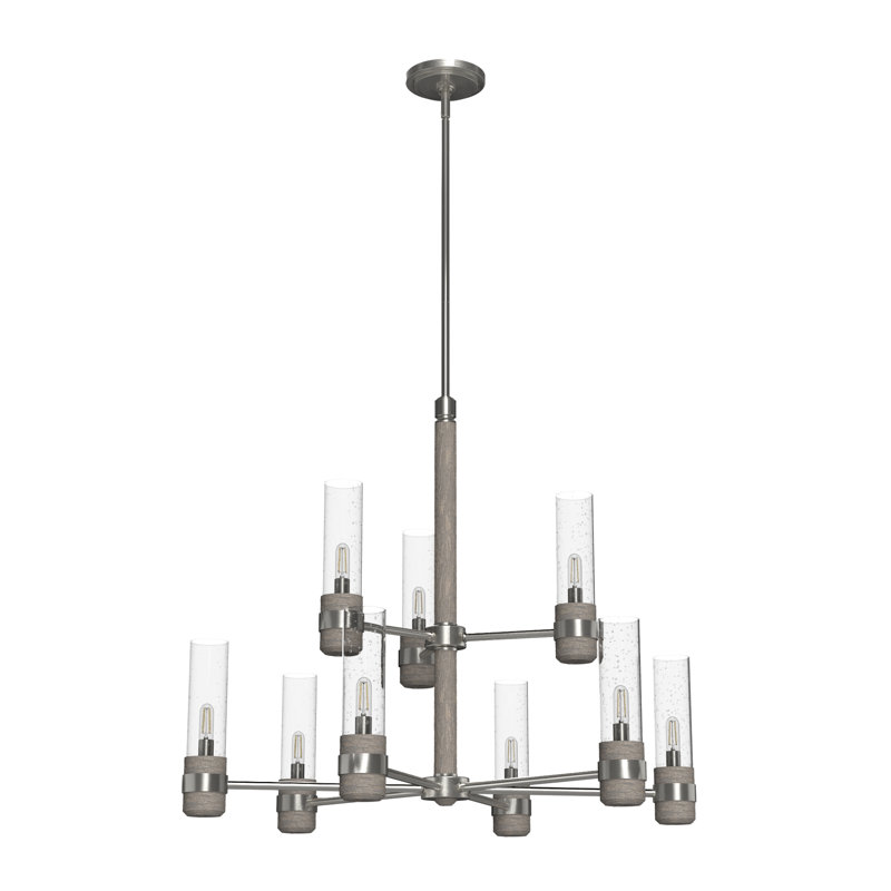 River Mill Brushed Nickel 9-Light 2-Tier Chandelier