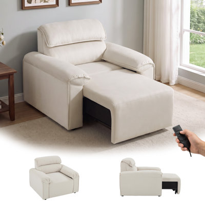 Canapé inclinable électrique, fauteuil inclinable une place en velours doux, design sans encombrement et inclinaison par simple pression