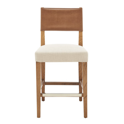Qamile Upholstered Counter Stool with Solid Wood Frame