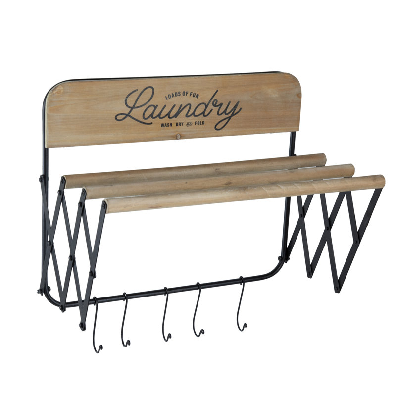 Panier à linge en fer avec barres en bois Joshua