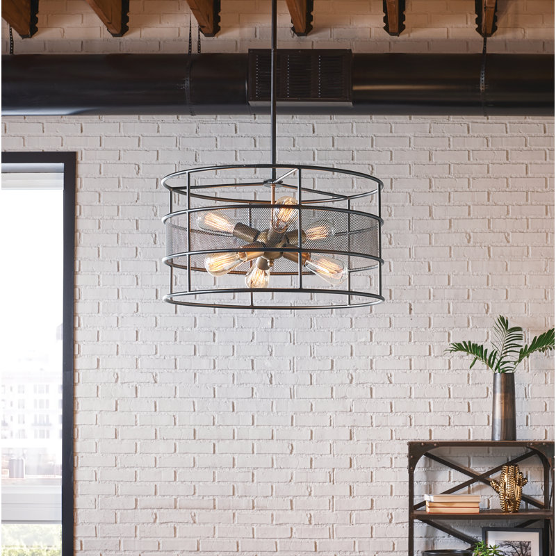 Luminaire suspendu tambour 6 lumières Saxton