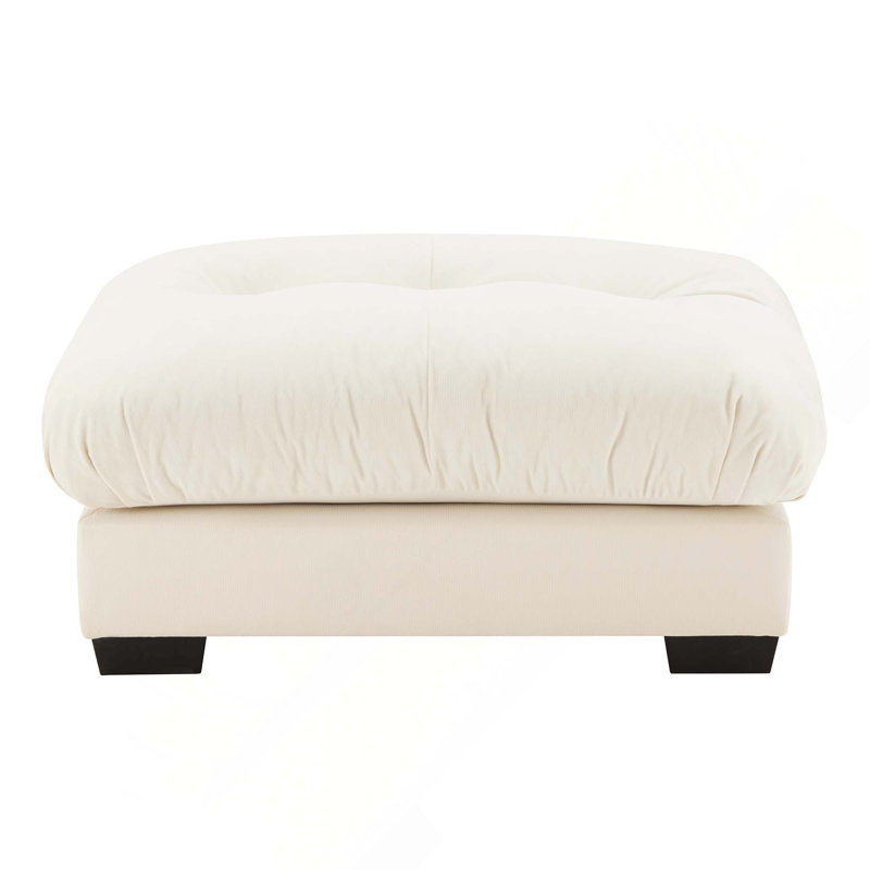 Repose-pieds rembourré en velours Modern, Cream