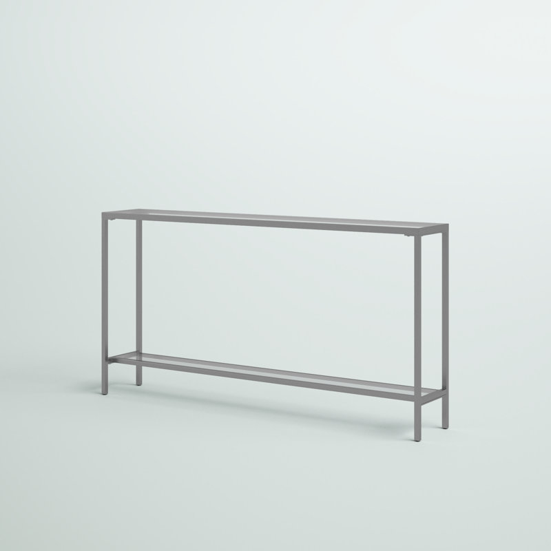 Imes 60" Mirrored Glass Top Console Table, Silver