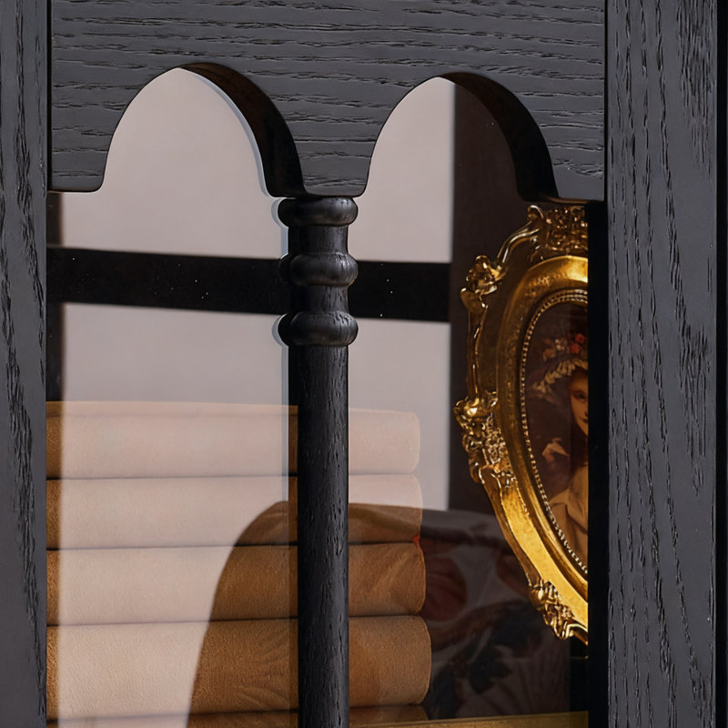 Black Solid Wood+Glass Display Cases