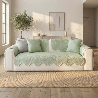 Breathable Ice Fiber Couch Slipcover With Cloud-Shaped Edge - Perfect For Pets, Machine-Washable