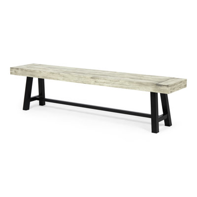 Grey Outdoor Dining Bench With Modern Materials - Solid Wood And , 74In X 18In, 43.4Lb In Color & Material, Length, 18In Height, by Latitude Run