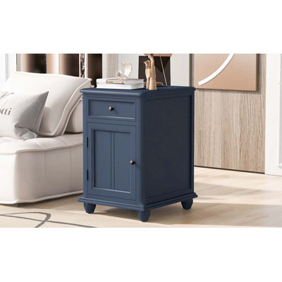 Table d'appoint Classic Vintage Livingroom avec ports USB et un tiroir multifonctionnel avec porte-gobelets