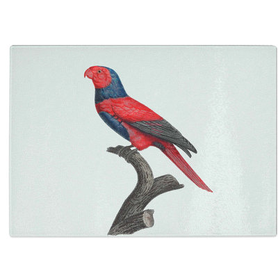 Tempered Glass Violet-Necked Lory by F. Levaillant Chopping Board