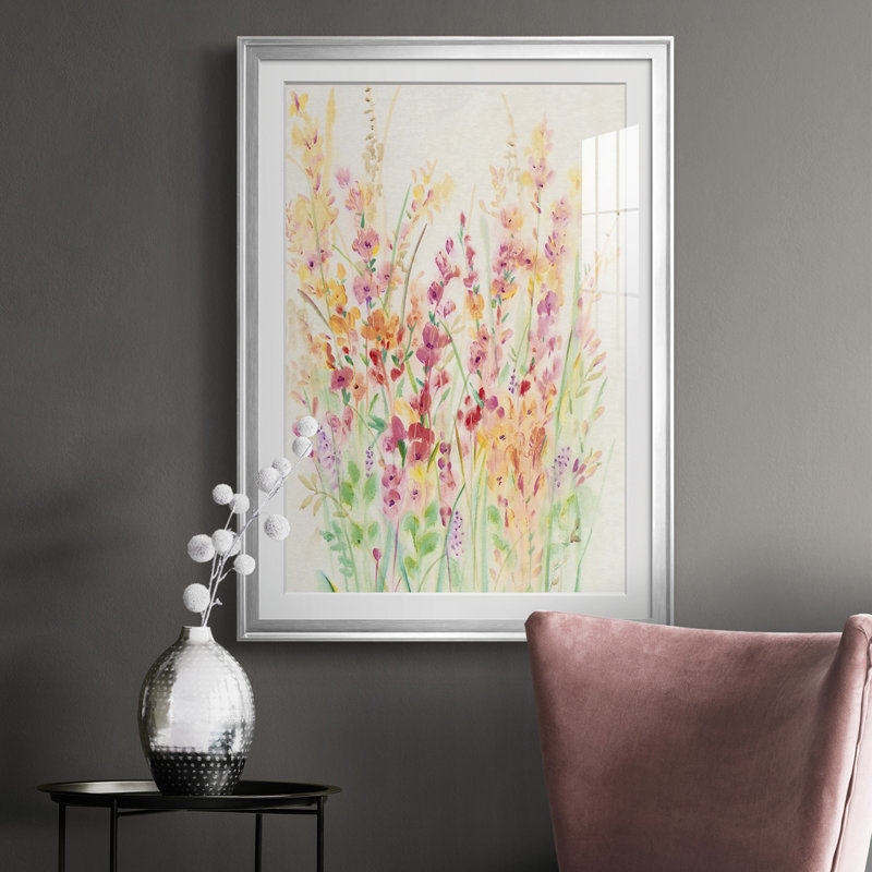 Brillant floral I - imprimé, H 30,5 po x l 22,5 po x P 1 po, Cadre argenté