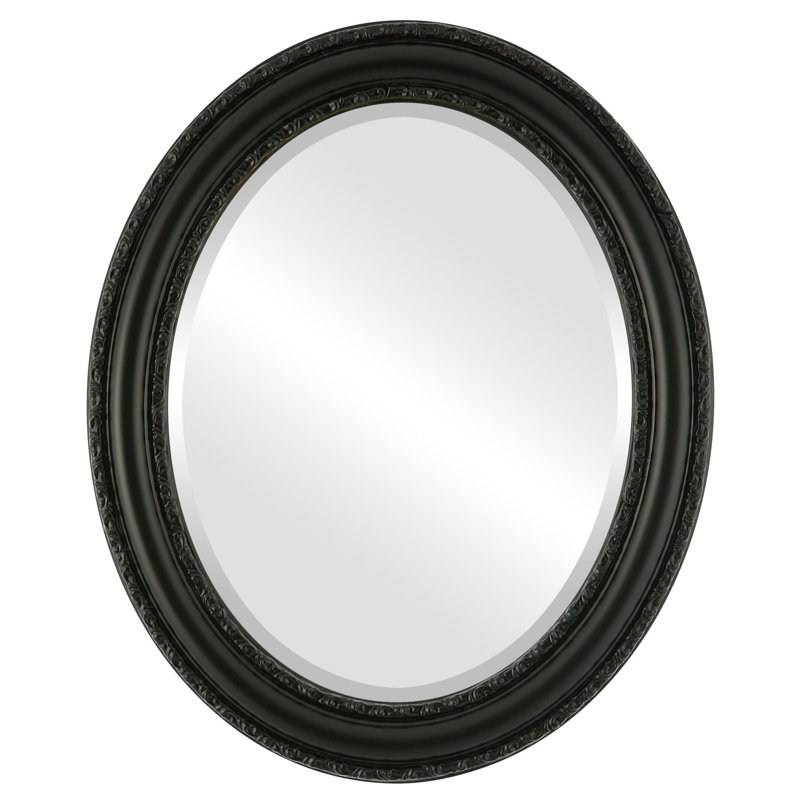 Workington Oval Mirror, 23" H x 19" W, Matte Black