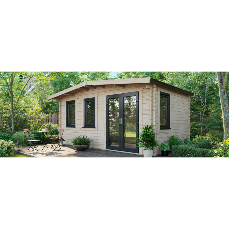Powersheds Apex 10 x 16ft Chalet Log Cabin, Doors to the Right - 44mm