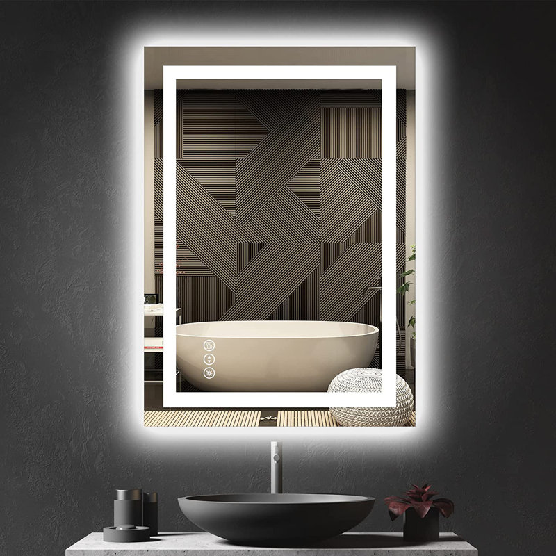 Miroir de commode illuminé sans cadre, 28 po x 20 po