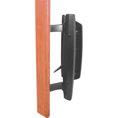 Prime-Line Sliding Glass Door Handle Set  Replace Old or Damaged Door Handles Quickly and Easily  Black Diecast, Mortise/Hook Style, Fits 3-15/16 Hole Spacing (1 Set)