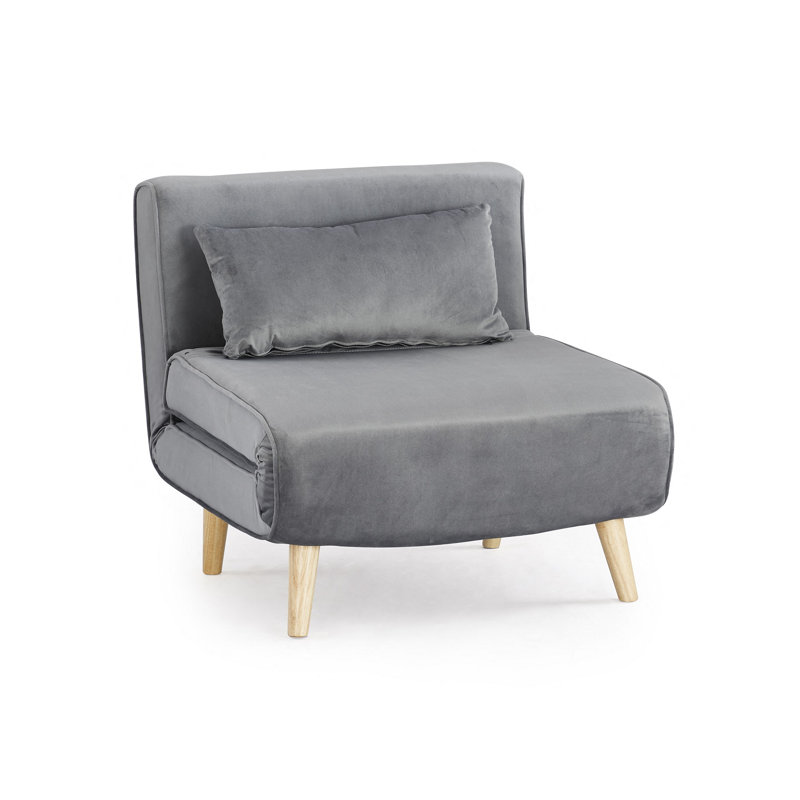 Griswalda 1 Seater Velvet Reclining Futon, Grey Velvet