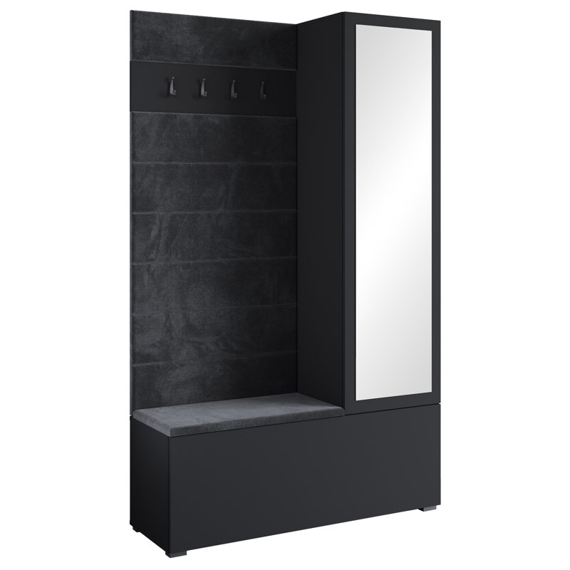 Hall Tree 115cm Wide with Shoe Storage, Black