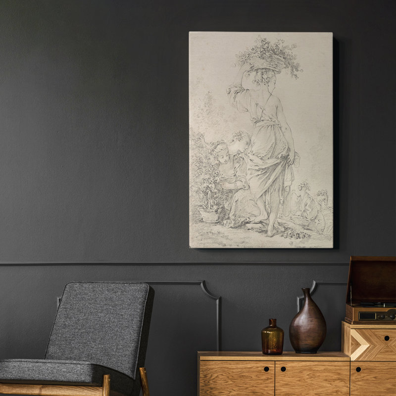 Croquis rétro, reproduction d'art sur toile, H 49 po x l 33 po
