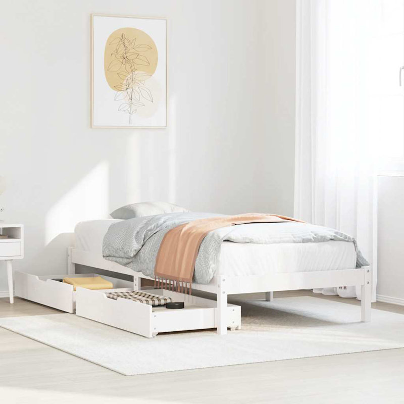 Solid Wood Storage Bed, Single (3'), White