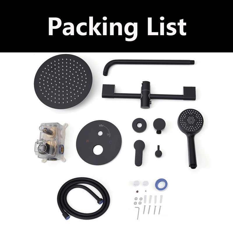 10 Inch Rain Shower System, High Pressure Shower Heads And Handheld 5-Spray Combo Set Slide Bar Shower Faucets Sets