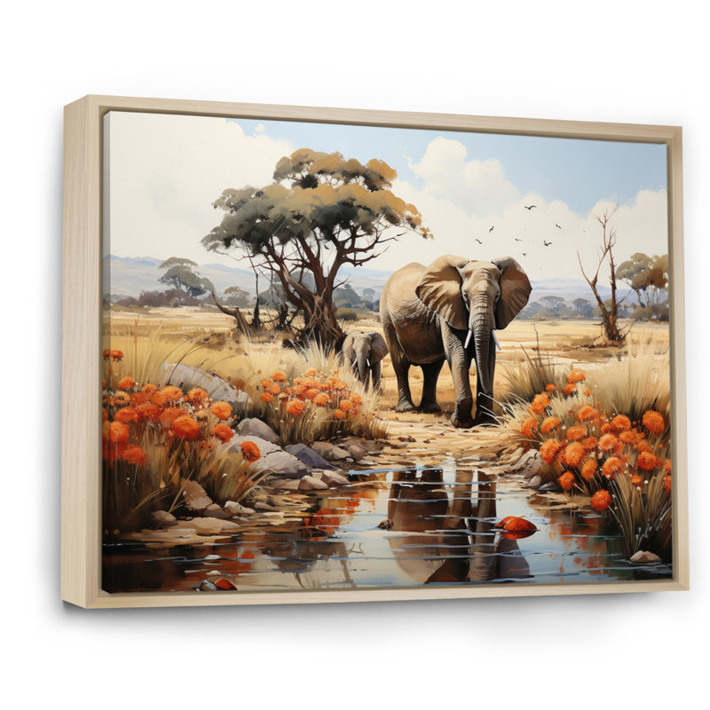African Natures Symphony sur impression sur toile, H 12 po x l 20 po, Cadre naturel flottant
