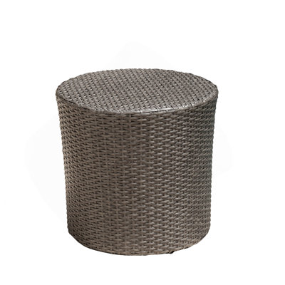Wicker Weave Barrel Side Table, Durable and Stylish Outdoor Accent Furniture with No Assembly Required