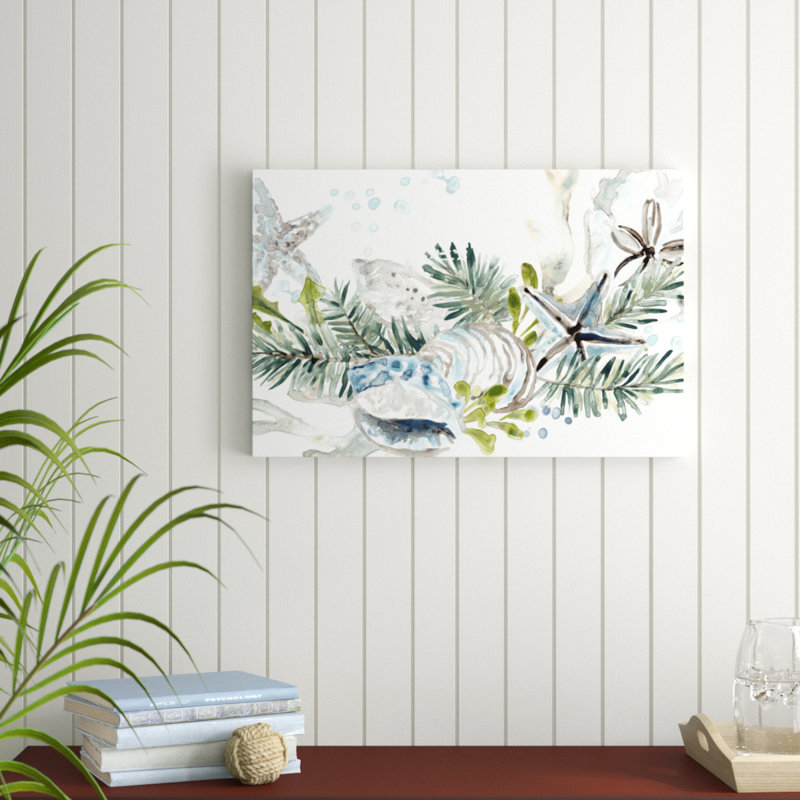 Coastal Christmas Shell Collection A by June Erica Vess - Painting Print, 51cm H x 76cm W, Wrapped Canvas