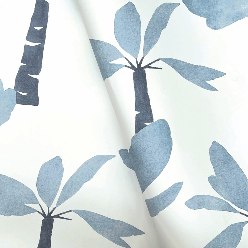 Papier peint peint Oasis Outremer, Bleu