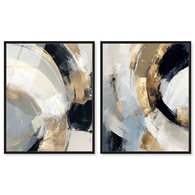 «Golden Archway Duet», ensemble de reproductions d'art encadrées en acrylique encadrées par Art Remedy, cadre noir, 24 x 30