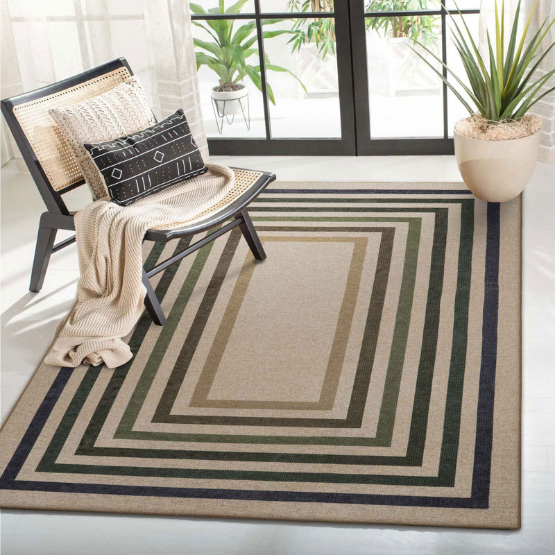 Tapis d'extérieur à motif géométrique lavable Govan, Rectangle 4pi x 6 pi