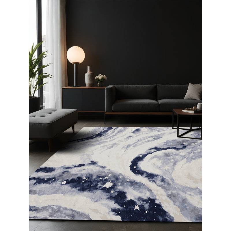 Tapis gris soyeux et moelleux, Rectangle 7 pi x 9 pi