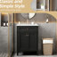 Meuble-lavabo 24 po avec 2 portes, tiroir basculant et lavabo modernisé, pieds, organisateurs de rangement intelligents, esthétique intemporelle, conception des pieds, rangement-1078419801