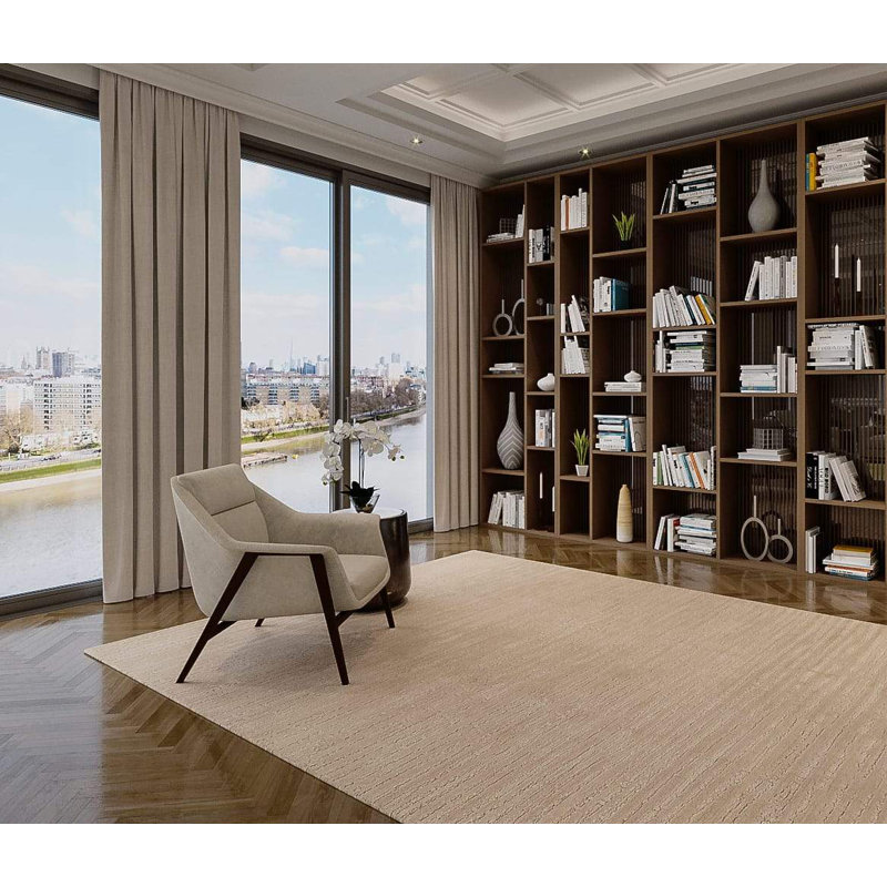 Wool Area Rug in Neutral/Taupe, Rectangle 3' x 5'