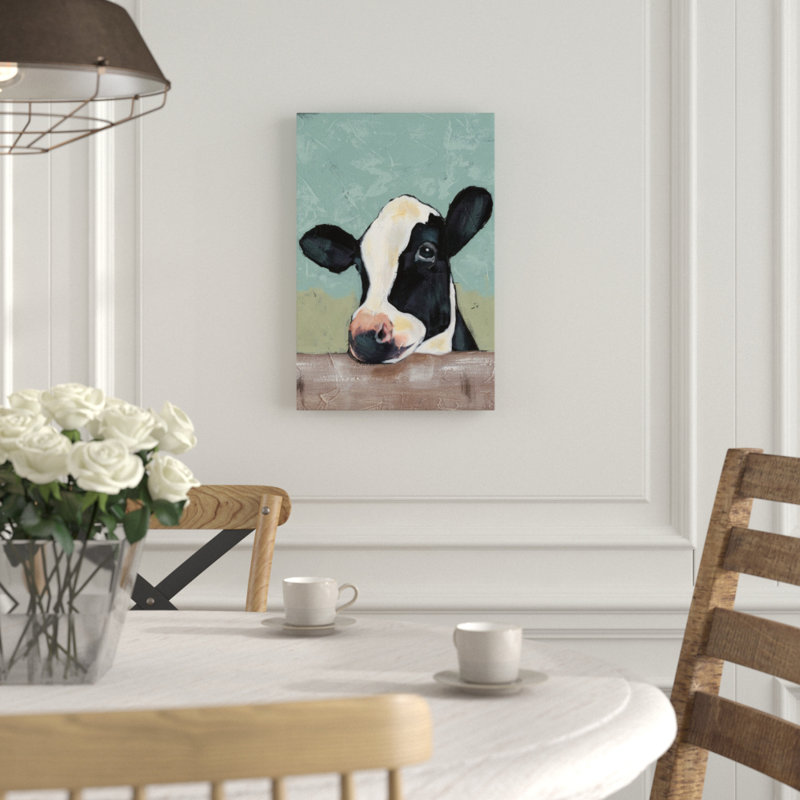 «Holstein Cow II», reproduction d'art sur toile, H 26 po x l 18 po x P 1,5 po, Toile avec cadre noir, Pas de tapis
