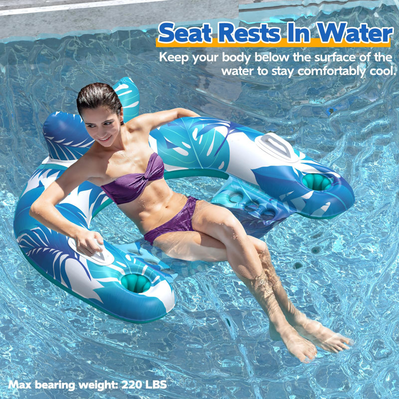 3-Pack PVC U-Shaped Inflatable Pool Floats with Cup Holders