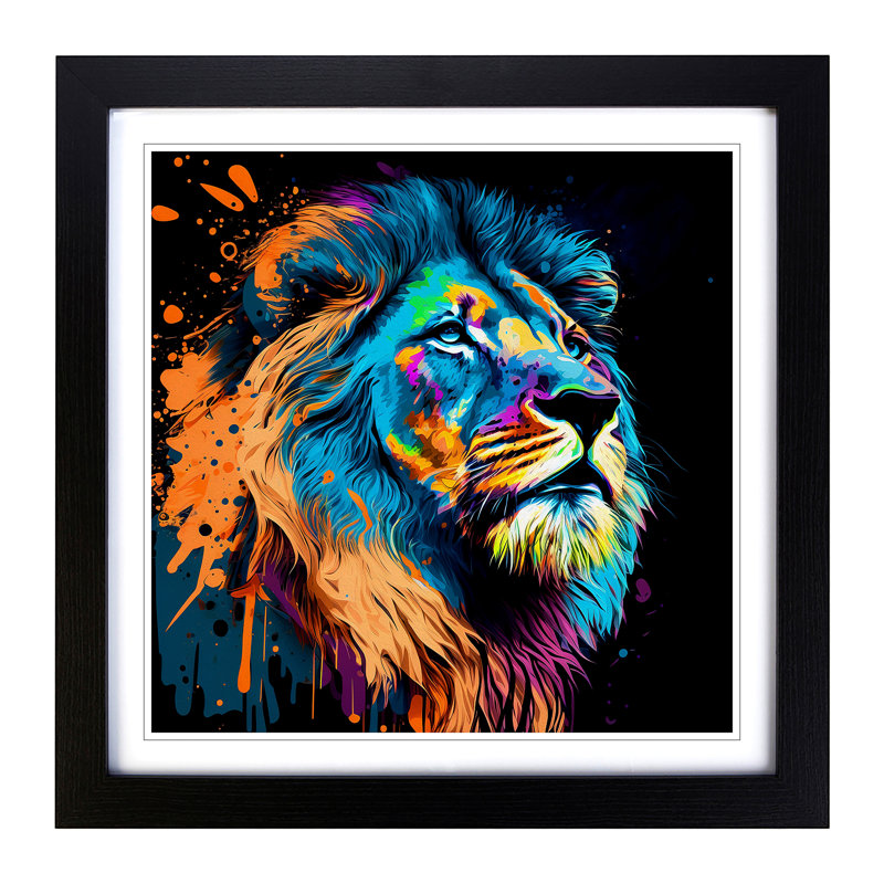 Lion - Framed Print, Black