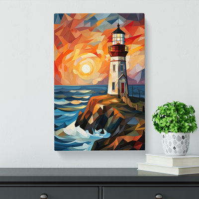 Lighthouse Cubism Art No.2 - Wrapped Canvas
