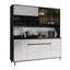 Armoire de rangement pour le thé et le vin de 80,61 po en bois franc fritté de luxe, en noir et blanc