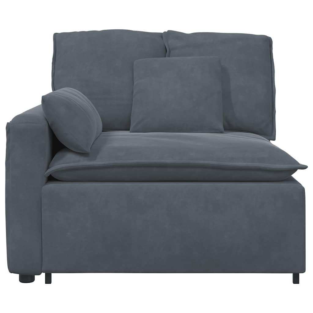 Ebern Designs Modular Sofa Armrest End Module With Cushions Dark Gray ...