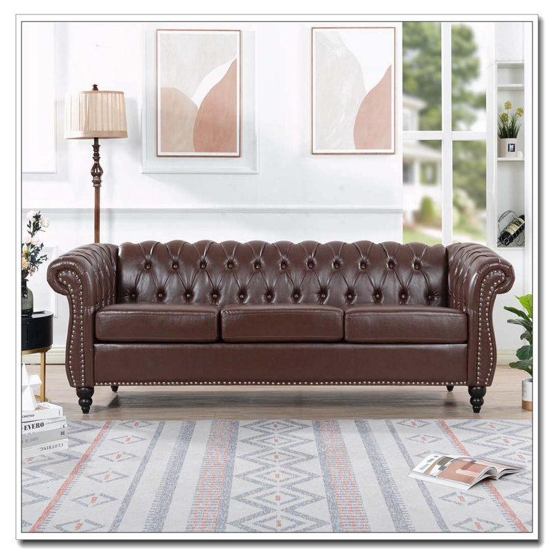 Canapé Chesterfield 84,65 po, Dark Brown