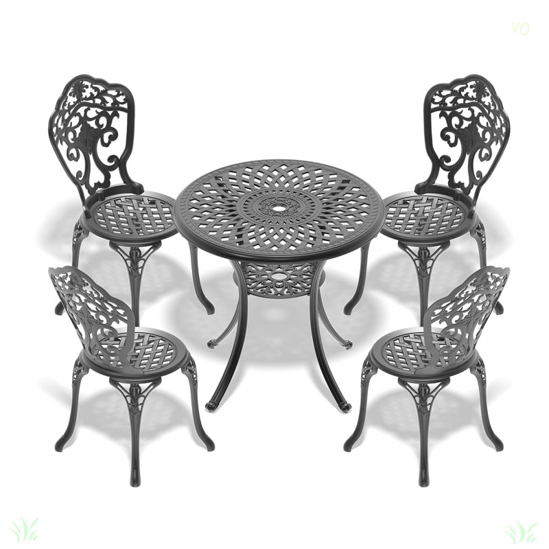 Ensemble de meubles de salle à manger en fonte d'aluminium résistant aux intempéries, 4