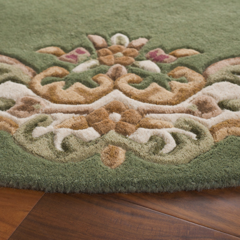 Tapis floral en laine / coton touffeté à la main Stender, Rond 6 pi