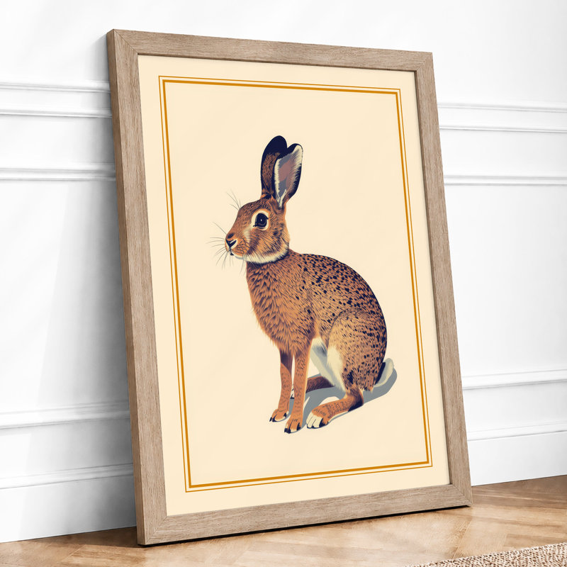 Brown Hare in Profile Botanical - Framed Print, Oak, A4 - 29.7 x 21.0 cm