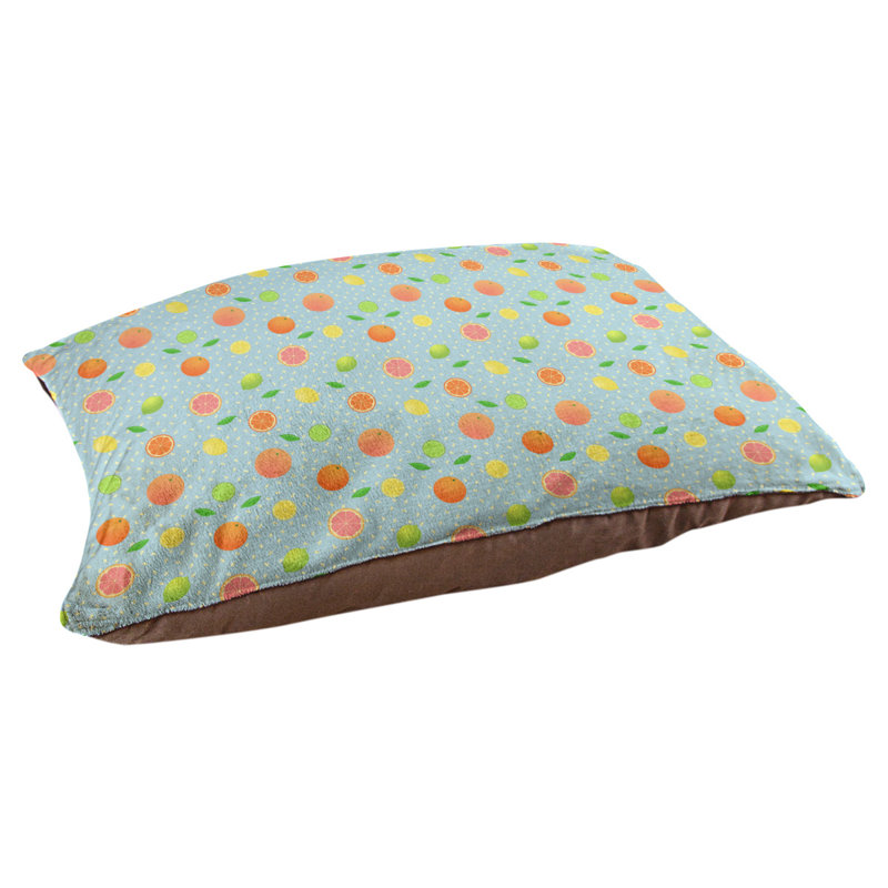 Coussin pour chien agrume fruit Byrge, Moyen (l 30 po x P 20 po x H 10 po), Bleu clair / orange / jaune