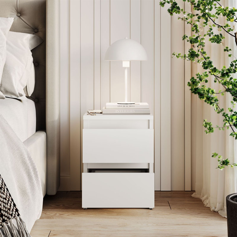 Plywood / Laminate Board Bedside Table, White