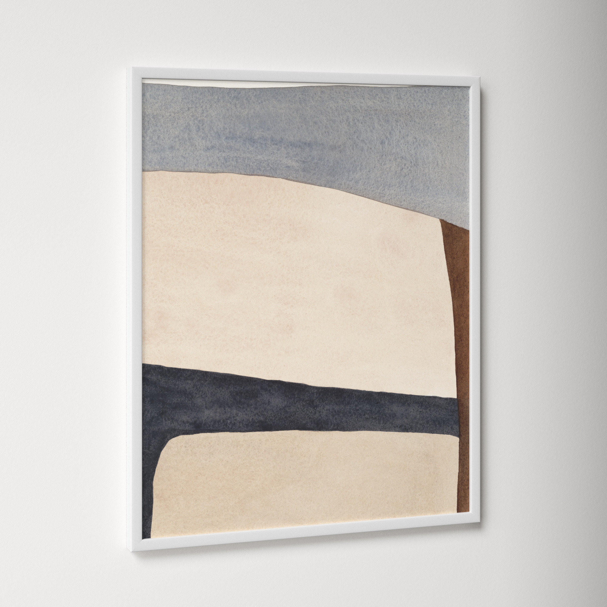 Divided By Blue 1 by Julia Balfour, White Framed, White, 20" H x 16" W x 1.25" D