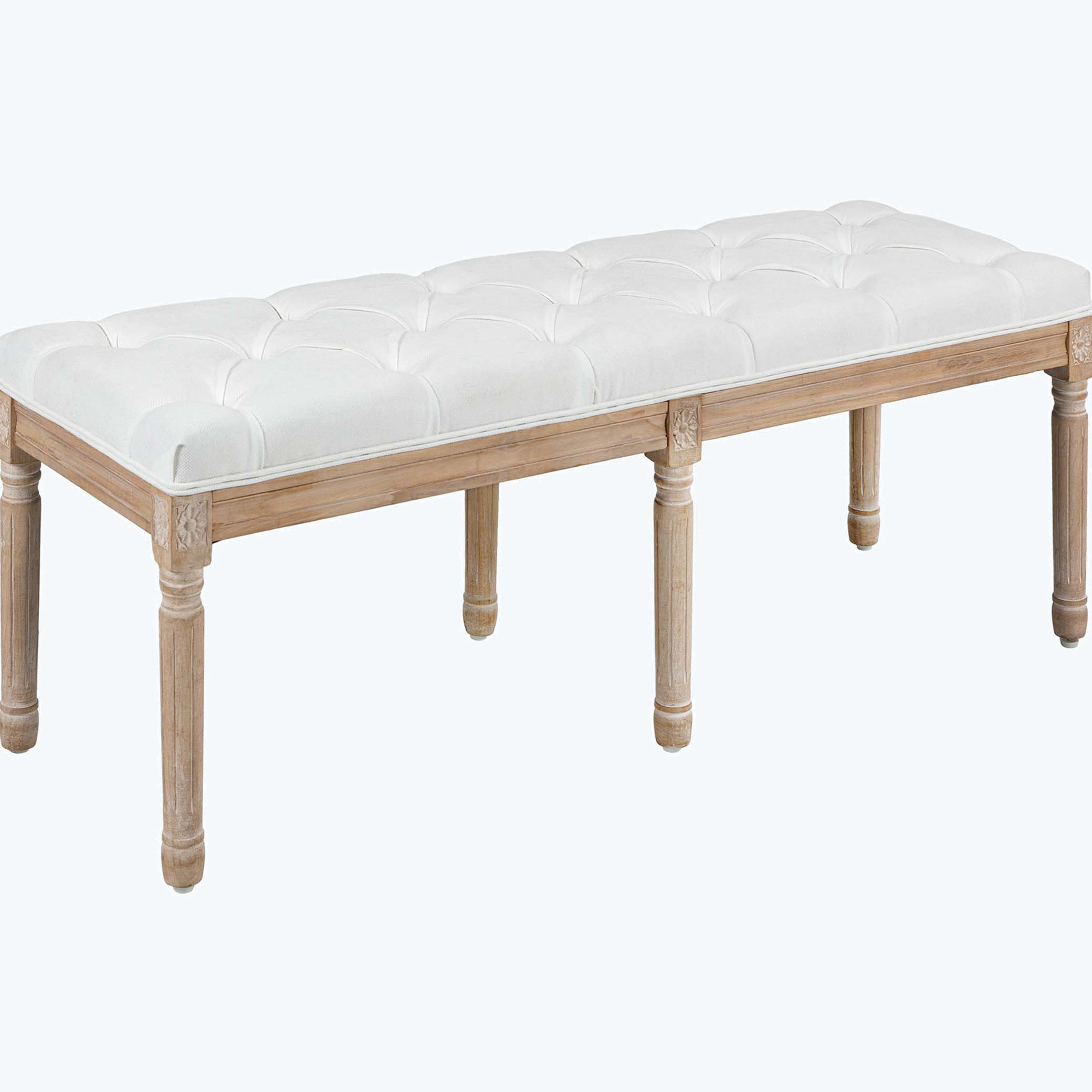 HOMCOM End of Bed Bench, Upholstered Bedroom Bench, Cream White