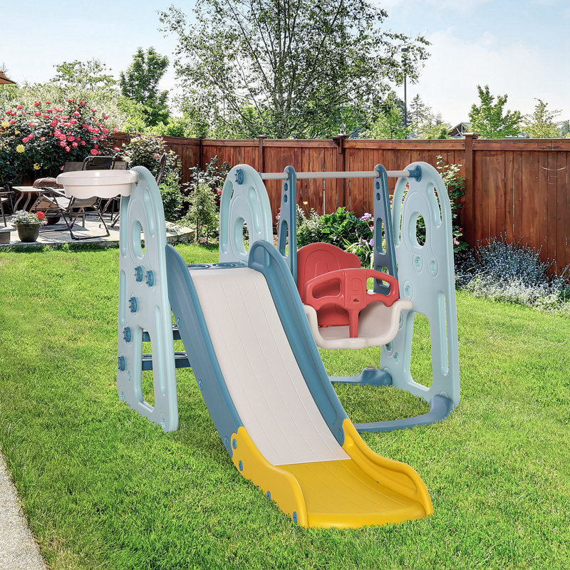 Qaba Plastic Swing Set with 1 Swing(s) , 1 Slide(s)