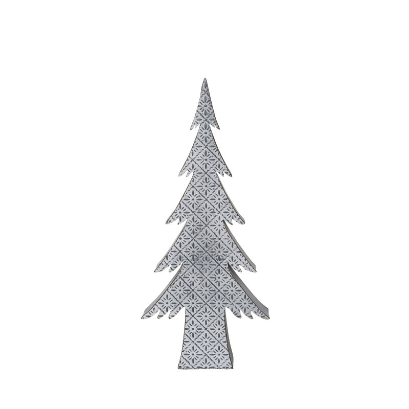 Arbre de Noël en métal, H 24 po x l 11 po x P 3,5 po, Blanc