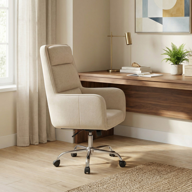 Fauteuil de direction pivotant avec appui-tête Modern, Beige