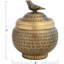 Contenant en laiton martelé rond en laiton avec fleuron d'oiseau, finition