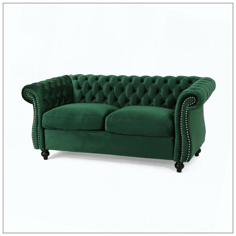 Canapé-lit moderne avec causeuse pour salon, chambre à coucher avec coussins confortables et structure robuste, Émeraude